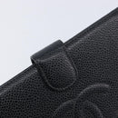 CHANEL Long Wallet Caviar Skin Black Gold CC Auth 213613V-14