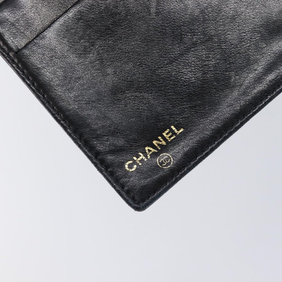 CHANEL Long Wallet Caviar Skin Black Gold CC Auth 213613V