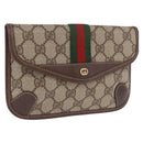 GUCCI GG Supreme Web Sherry Line Pouch PVC Beige Gold 014 58 5205 Auth 213618A-1