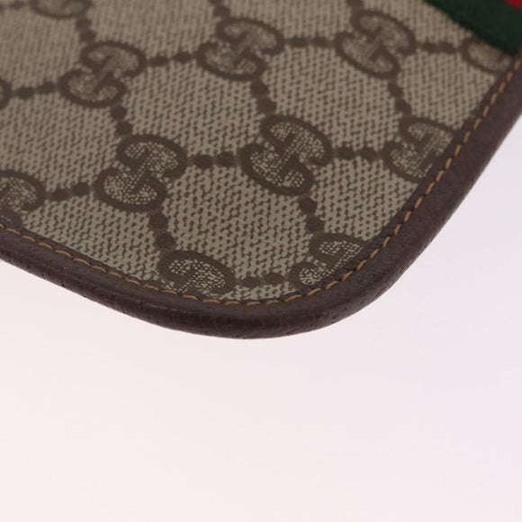 GUCCI GG Supreme Web Sherry Line Pouch PVC Beige Gold 014 58 5205 Auth 213618A