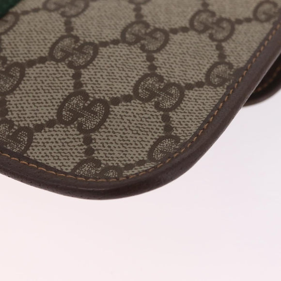 GUCCI GG Supreme Web Sherry Line Pouch PVC Beige Gold 014 58 5205 Auth 213618A