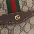 GUCCI GG Supreme Web Sherry Line Pouch PVC Beige Gold 014 58 5205 Auth 213618A-12