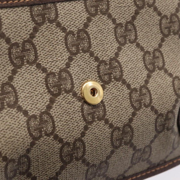 GUCCI GG Supreme Web Sherry Line Pouch PVC Beige Gold 014 58 5205 Auth 213618A