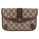 GUCCI GG Supreme Web Sherry Line Pouch PVC Beige Gold 014 58 5205 Auth 213618A-2