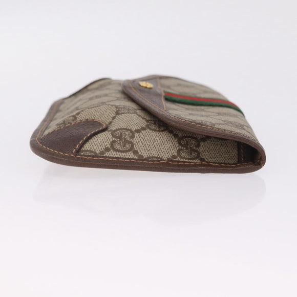 GUCCI GG Supreme Web Sherry Line Pouch PVC Beige Gold 014 58 5205 Auth 213618A