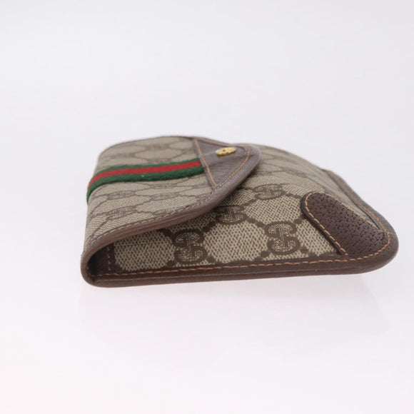 GUCCI GG Supreme Web Sherry Line Pouch PVC Beige Gold 014 58 5205 Auth 213618A