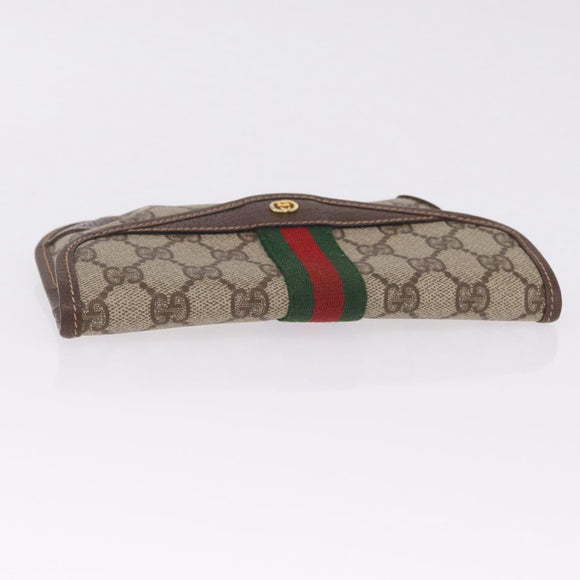 GUCCI GG Supreme Web Sherry Line Pouch PVC Beige Gold 014 58 5205 Auth 213618A