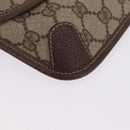 GUCCI GG Supreme Web Sherry Line Pouch PVC Beige Gold 014 58 5205 Auth 213618A-8