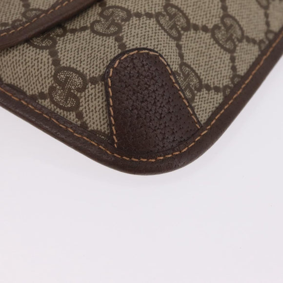 GUCCI GG Supreme Web Sherry Line Pouch PVC Beige Gold 014 58 5205 Auth 213618A