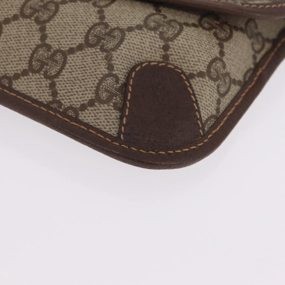 GUCCI GG Supreme Web Sherry Line Pouch PVC Beige Gold 014 58 5205 Auth 213618A