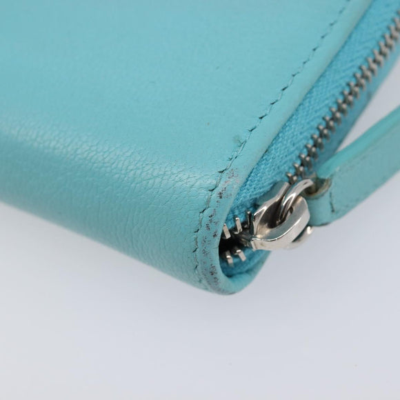 CHANEL Coin Purse Leather Light Blue Silver CC Auth 213625A