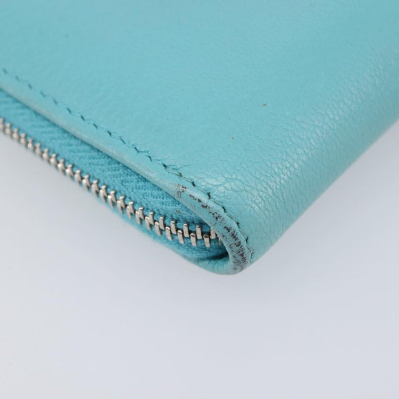 CHANEL Coin Purse Leather Light Blue Silver CC Auth 213625A