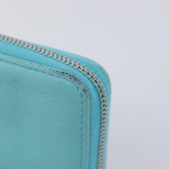 CHANEL Coin Purse Leather Light Blue Silver CC Auth 213625A