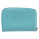 CHANEL Coin Purse Leather Light Blue Silver CC Auth 213625A-3