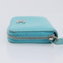 CHANEL Coin Purse Leather Light Blue Silver CC Auth 213625A-5