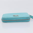 CHANEL Coin Purse Leather Light Blue Silver CC Auth 213625A-6