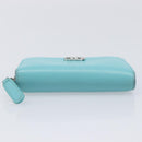 CHANEL Coin Purse Leather Light Blue Silver CC Auth 213625A-7