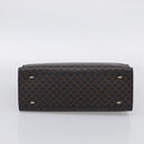 CELINE Macadam Canvas Circle Hand Bag PVC Leather Black Gold Auth 213626-10