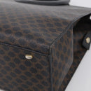CELINE Macadam Canvas Circle Hand Bag PVC Leather Black Gold Auth 213626-11
