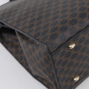CELINE Macadam Canvas Circle Hand Bag PVC Leather Black Gold Auth 213626-14