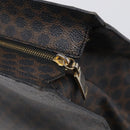 CELINE Macadam Canvas Circle Hand Bag PVC Leather Black Gold Auth 213626-15