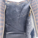 CELINE Macadam Canvas Circle Hand Bag PVC Leather Black Gold Auth 213626-19