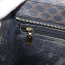 CELINE Macadam Canvas Circle Hand Bag PVC Leather Black Gold Auth 213626-20