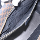 CELINE Macadam Canvas Circle Hand Bag PVC Leather Black Gold Auth 213626-21