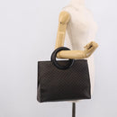 CELINE Macadam Canvas Circle Hand Bag PVC Leather Black Gold Auth 213626-23