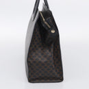 CELINE Macadam Canvas Circle Hand Bag PVC Leather Black Gold Auth 213626-5