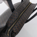 CELINE Macadam Canvas Circle Hand Bag PVC Leather Black Gold Auth 213626-6