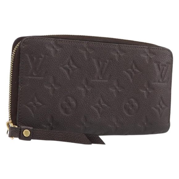 LOUIS VUITTON Monogram Empreinte Zippy Long Wallet Dark Brown M60548 Auth 213628