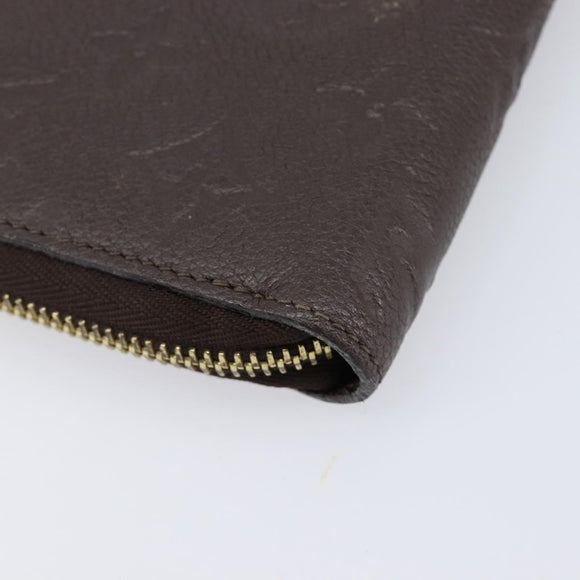 LOUIS VUITTON Monogram Empreinte Zippy Long Wallet Dark Brown M60548 Auth 213628