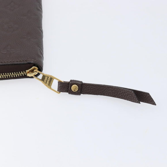 LOUIS VUITTON Monogram Empreinte Zippy Long Wallet Dark Brown M60548 Auth 213628