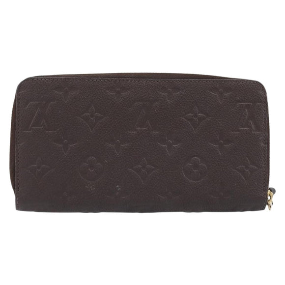 LOUIS VUITTON Monogram Empreinte Zippy Long Wallet Dark Brown M60548 Auth 213628