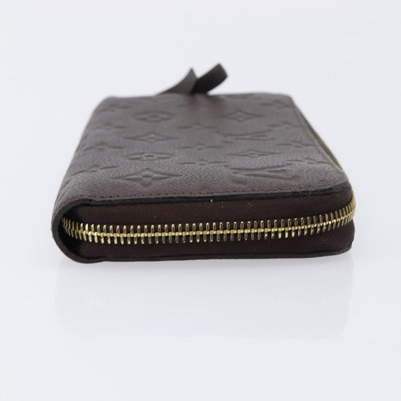 LOUIS VUITTON Monogram Empreinte Zippy Long Wallet Dark Brown M60548 Auth 213628