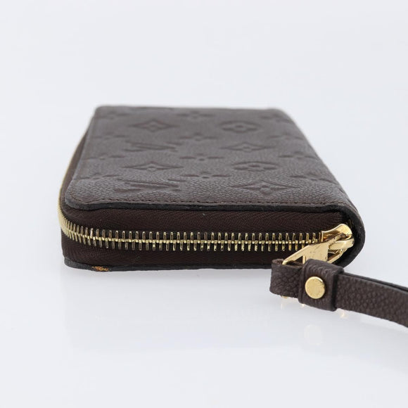LOUIS VUITTON Monogram Empreinte Zippy Long Wallet Dark Brown M60548 Auth 213628