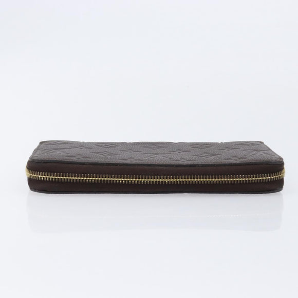 LOUIS VUITTON Monogram Empreinte Zippy Long Wallet Dark Brown M60548 Auth 213628