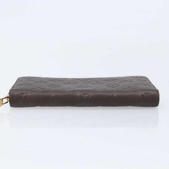 LOUIS VUITTON Monogram Empreinte Zippy Long Wallet Dark Brown M60548 Auth 213628