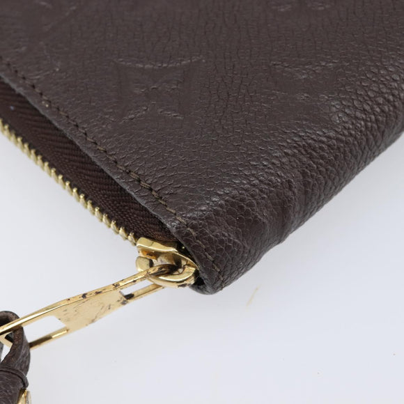 LOUIS VUITTON Monogram Empreinte Zippy Long Wallet Dark Brown M60548 Auth 213628