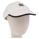 Miu Miu Drill Baseball Cap Canvas White Auth 213629V-1