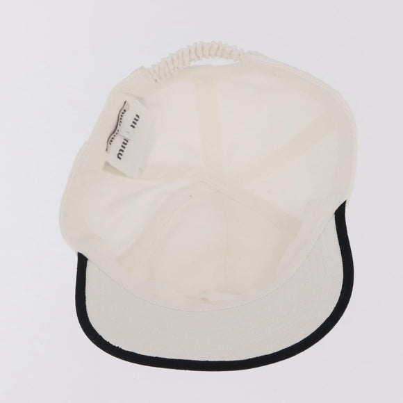Miu Miu Drill Baseball Cap Canvas White Auth 213629V