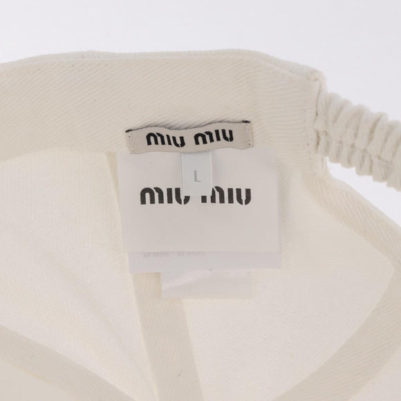 Miu Miu Drill Baseball Cap Canvas White Auth 213629V