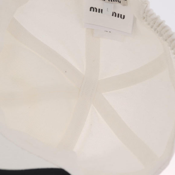 Miu Miu Drill Baseball Cap Canvas White Auth 213629V