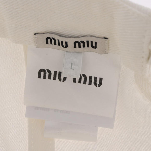 Miu Miu Drill Baseball Cap Canvas White Auth 213629V