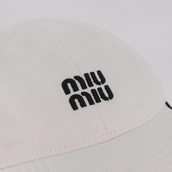 Miu Miu Drill Baseball Cap Canvas White Auth 213629V