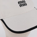 Miu Miu Drill Baseball Cap Canvas White Auth 213629V-7