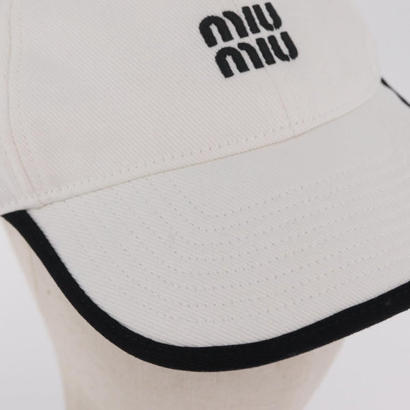 Miu Miu Drill Baseball Cap Canvas White Auth 213629V