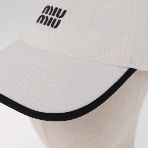 Miu Miu Drill Baseball Cap Canvas White Auth 213629V