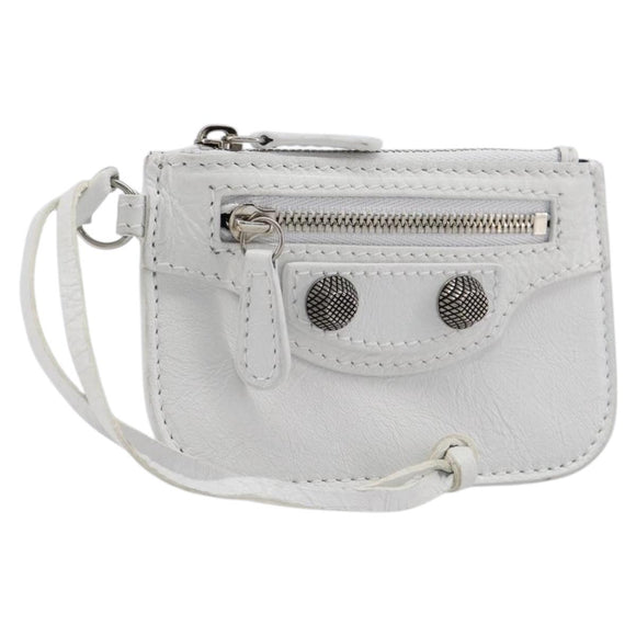 Balenciaga Le Cagole Coin Purse Leather White Auth 213631V